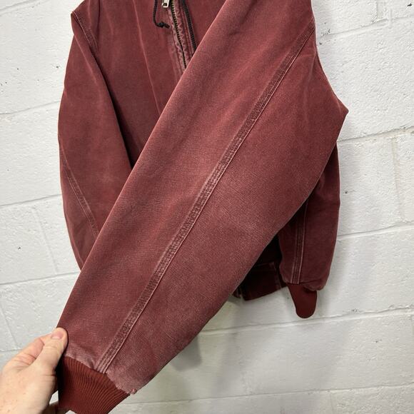 Vintage Carhartt Quilted Hooded Active Jacket “Brick Red” - Picture 6 of 12